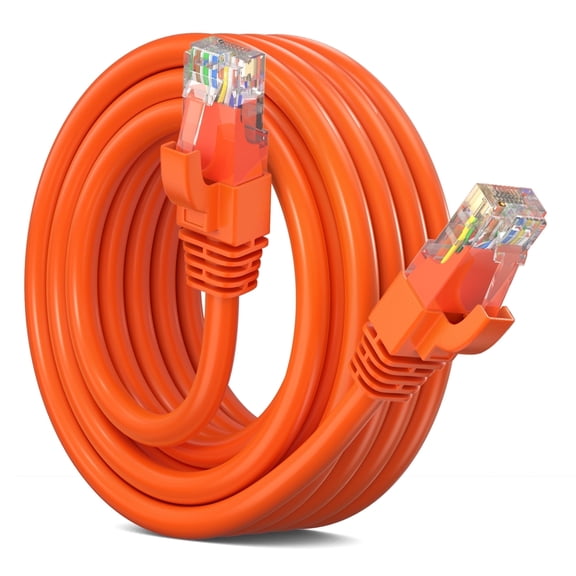 Maximm Cat 6 Ethernet Cable 15 ft – High-Speed LAN & Network Patch Cable, 10Gbps, 550 MHz, Orange UTP Cord – Gold-Plated RJ45 Connectors