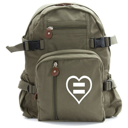 Human Rights Equal Sign Heart Heavyweight Canvas Backpack