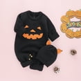 thumbnail image 4 of Generic Boys Girls Halloween Pumpkin Knitted Sweater Baby Jumpsuit Romper Hat Caps Cotton Outfits Clothes for Christmas Holiday Party Halloween（6-12 Months Black）, 4 of 8