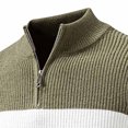 thumbnail image 5 of Babcutegg Big and Tall Mens Quarter Zip Sweater Stand Collar Color Block Knit Pullover Casual Fall Winter Top Size 3XL, 5 of 5