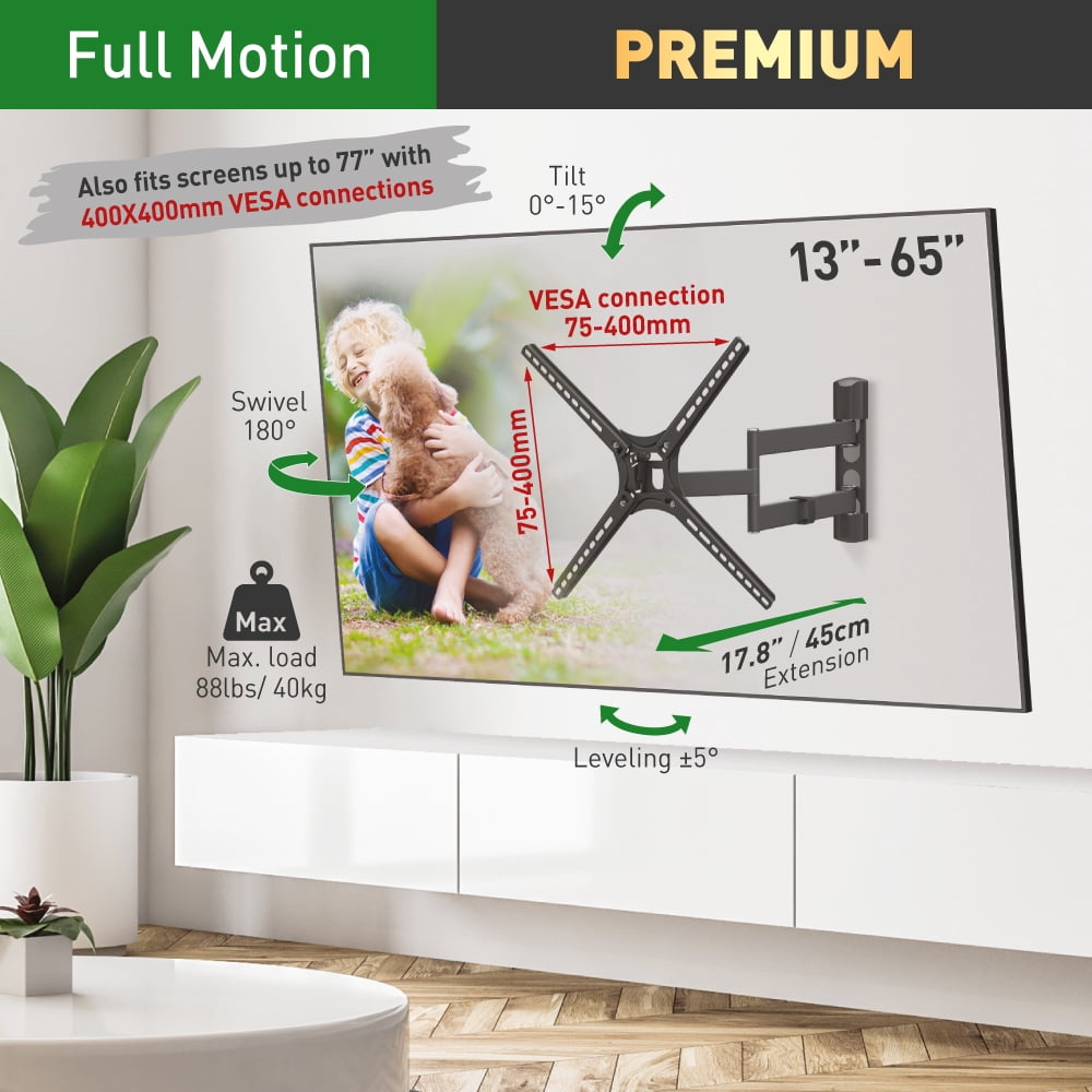 Barkan Full Motion TV Wall Mount, Full Motion