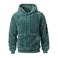 thumbnail image 5 of yuCgh Men's Fuzzy Fleece Hoodie, Oversized Cozy Warm Hooded Sweatshirt with Pocket, Winter Outerwear Pullover for Cold Weather Comfort and Style,Dark Green XL, 5 of 6