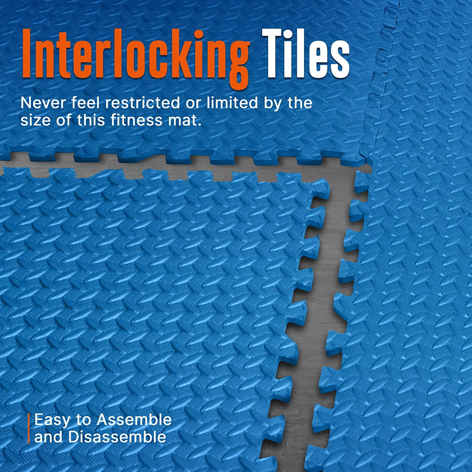 Squatz Gym Thick Puzzle Exercise Mat 6 Pcs EVA Foam Interlocking Tiles Protective Flooring, Blue