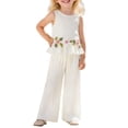 thumbnail image 2 of ITSAME Girls Outfit 2-Piece, Floral Embroidery Ruffle Tank Top and Loose Pants Summer Fashion Casual Set White Size 3-4T, 2 of 9