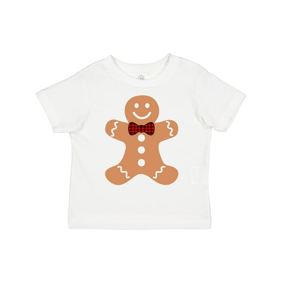 Inktastic Cute Gingerbread Man with Red Plaid Bowtie Boys or Girls Toddler T-Shirt