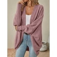 thumbnail image 3 of Womens Oversized Soft Knit Cardigan Sweater with Pockets Pink XL, 3 of 7