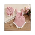 thumbnail image 3 of Lnzyyephy Baby Suit Set, Contrast Color Bowknot Sleeveless Ruffle Knitted Romper and Hat for Girls, 0-18 Months, 3 of 9
