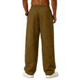 thumbnail image 4 of GrmtClth Mens Loose Fit Wide Leg Trousers Elastic Waist Drawstring Lightweight Breathable Casual Pants for Summer Vacation Brown S, 4 of 8