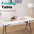 thumbnail image 3 of PayLessHere 6FT Folding Picnic Table for Outdoor, Fold-in-Half Plastic Dining with Carrying Handle,White, 3 of 8