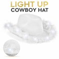 thumbnail image 2 of LED Light Up Cowboy Hat for Adults, White Western Cowboy Hat With Feather Trim, Lighted Party Cowgirl Hat for Holiday Night Event, 2 of 6