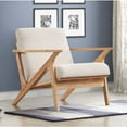 thumbnail image 3 of Omax Decor Zola Solid Wood and Fabric Upholstered Accent Armchair in Beige/Oak, 3 of 8