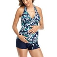 thumbnail image 6 of Lolmot Two Piece Maternity Tankini Swimsuits for Women Pregnancy Swimwear Halter Bathing Suit with Shorts Tankini Set, 6 of 9
