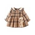 thumbnail image 6 of WIBACKER Toddler Baby Girl Fall Winter Mini Dress Long Sleeve Plaid Holiday Party Dress with Bear Toy, 6 of 6