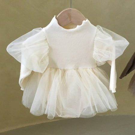 

DanceeMangoo Baby Girl Bodysuit Newborn Princess Baby Dress For Girl 1st Birthday Party Wedding Infant Baby Girl Clothes Cotton Baptism Dress