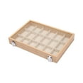 thumbnail image 5 of Segolike Jewelry Box Earring Organizer Tray Wooden Holder Girls Gifts with Cover Jewelry Tray Jewelry Organizer Tray for Home Bedroom 18 Grids Beige, 5 of 8