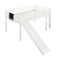 thumbnail image 2 of Tcbosik Twin Size Loft Bed with Slide and Ladder, Wood Low Loft Bed Frame with Chalkboard and Guardrai, White, 2 of 8