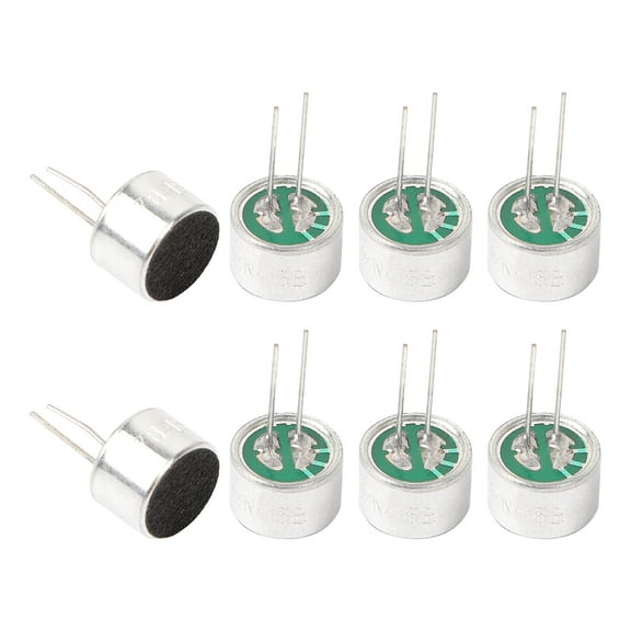 8Pcs Cylindrical Electret Condenser Microphone Pickup 85dB Through Hole Mini Electret Condenser Mic with 2 Pins 10×7mm for PCB