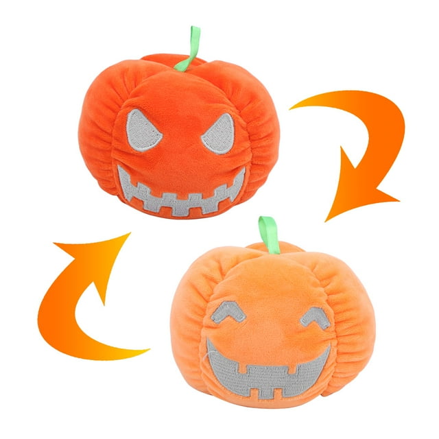 Peluche reversible de doble cara, suave y flexible, ideal para Halloween, para niños (naranja claro, naranja oscuro, 10 cm)
