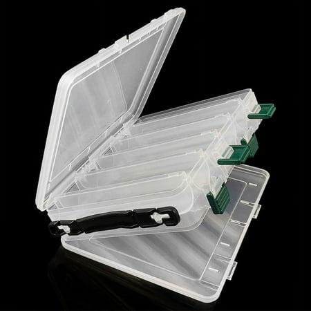 RONSHIN Portable Double Sided Plastic Lure Box 10 Compartments High Capacity Fishing Lures Boxes Fishing Tackle Container