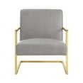 thumbnail image 3 of Posh Living Xzavier Faux Leather Accent Chair in Light Gray/Gold, 3 of 8