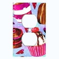 thumbnail image 2 of Metal Light Switch Wall Plate Outlet Cover (Coffee Mocha Candy Bean Toffee Swirl Cupcake Teal Purple Polka Dots Heart - Single Duplex), 2 of 2