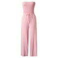thumbnail image 4 of Women Solid Ruffle Lace Jumpsuit - Sleeveless, Lace Up, Medium Length, Straight Trousers, Polyester/Spandex, 4 of 6