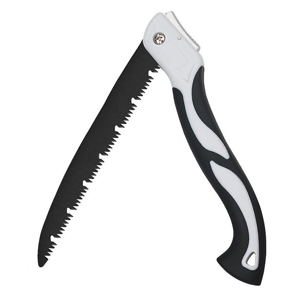 Sierra de podar de roble musgoso, sierra de mano plegable con bloqueo seguro, madera, hueso, poda de árboles, camping, caza, metal, agarre suave sólido (1 pieza, negro y ZefeiWu 8390613855541