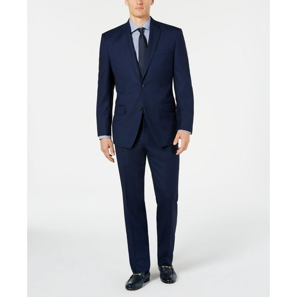 Marc New York by Andrew Marc Men’s Modern-Fit Stretch Blue Birdseye Suit