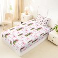 thumbnail image 2 of Manfei Pink Coquette Bow Twin Fitted Sheet,Cartoon Cucumber Print Bedding,2 Pieces,1 Fitted Sheet and 1 Pillowcase, 2 of 6