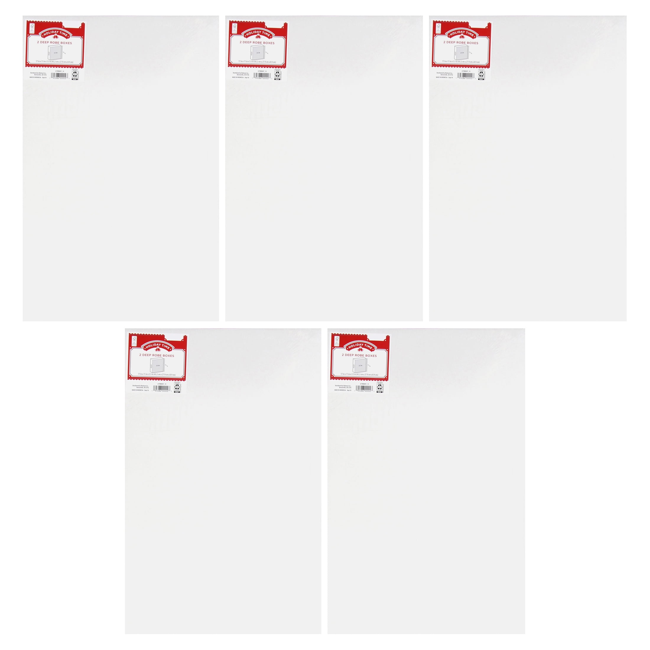 (5 pack) Holiday Time White Paper Deep Robe Gift Boxes, 2 Count (17" x
