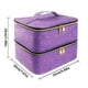 thumbnail image 2 of Bolsa de almacenamiento organizadora de doble capa para esmalte de uñas, lámpara de manicura, herramientas de manicura, aceites esenciales y viajes, color morado, 2 of 5