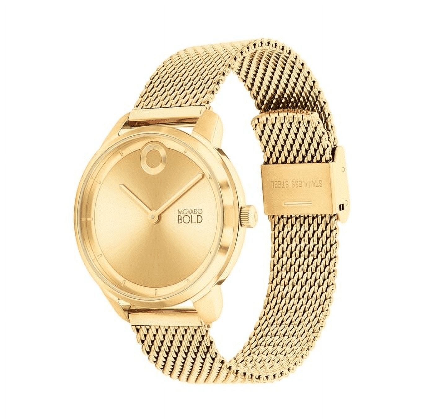Movado Gold-Tone Mesh Bracelet Ladies Watch with Crystal Bezel Movado Women main image 2