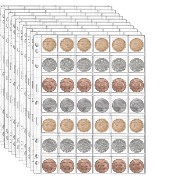 420 Pockets Coin Sleeves Collecting Supplies with 9 Holes Tutuviw Coin Sleeves Holder Book Coin Album Collecting Binder for Coin Stamp Currency Collection (10 Sheets)