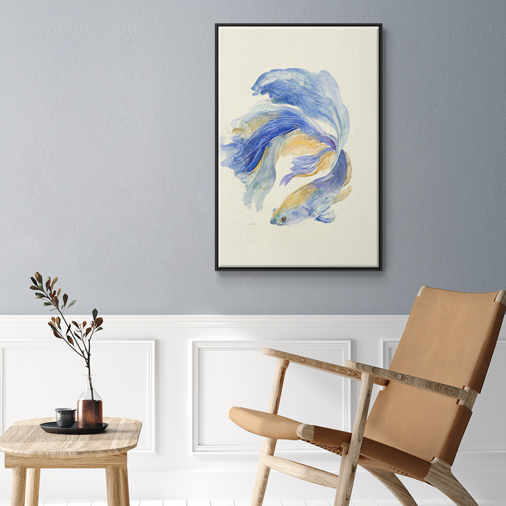 Betta II Framed Premium Gallery Wrapped Canvas - Ready to Hang - 17 x 25 - Black Floating Frame