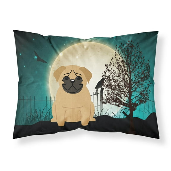 Carolines Treasures BB2197PILLOWCASE Halloween Scary Pug Brown Fabric Standard Pillowcase Standard multicolor