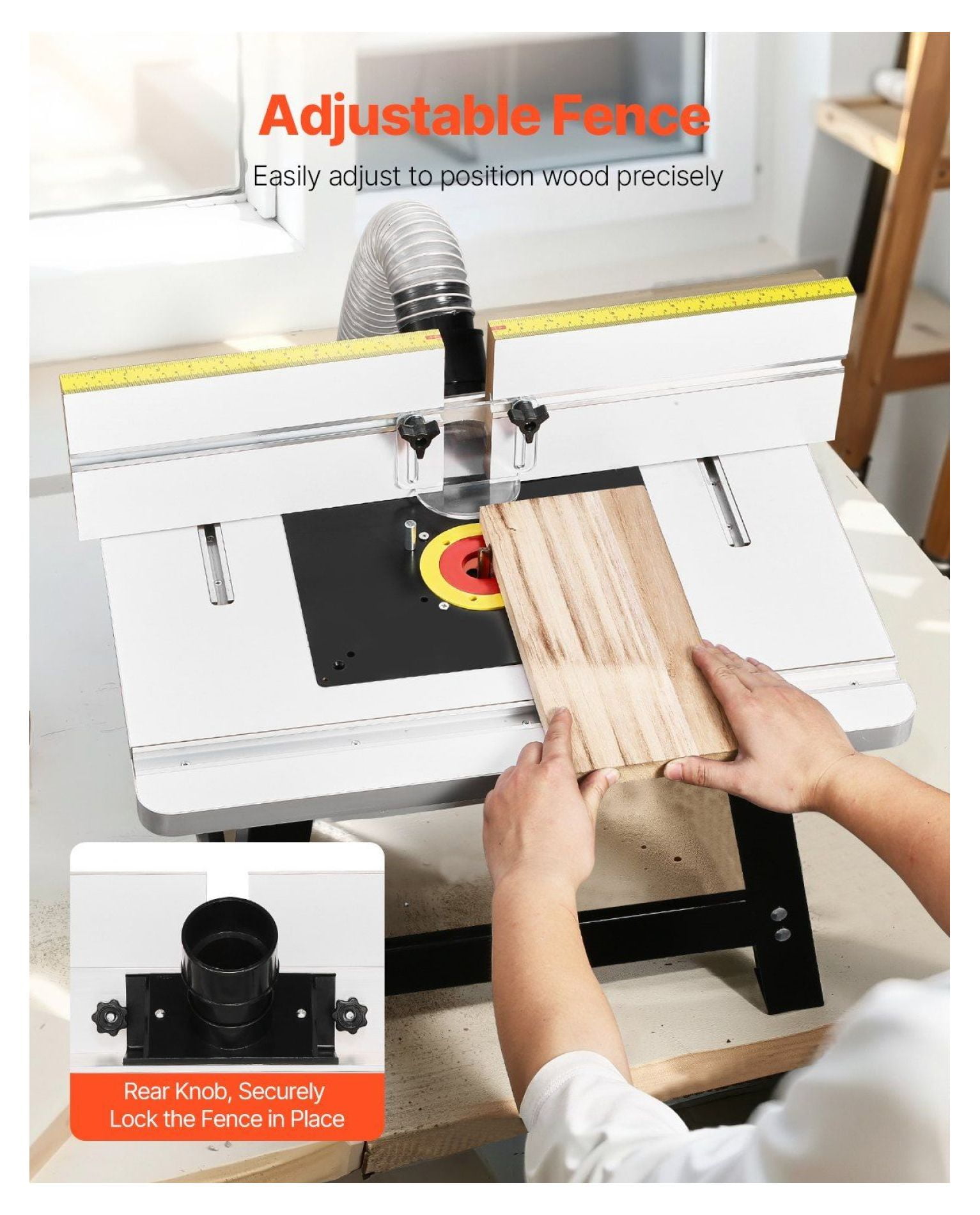 Benchtop Router Table 24x15.7in with Fence & Dust Port - Woodworking Router Table - MDF Top - Adjustable Fence - Precision Cutting
