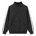 thumbnail image 5 of Mock Neck Sweatshirt Women Fall Fashion Oversized Turtleneck Pullover Side Stripes Long Sleeve Casual Sweatshirts Black XL, 5 of 7