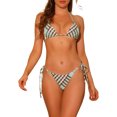 thumbnail image 1 of Conjuntos de bikini de triángulo con cuello halter para mujeres INSPIRE CHIC, lazo lateral, bikini de 2 piezas con rayas, tamaño XS, verde, 1 of 5