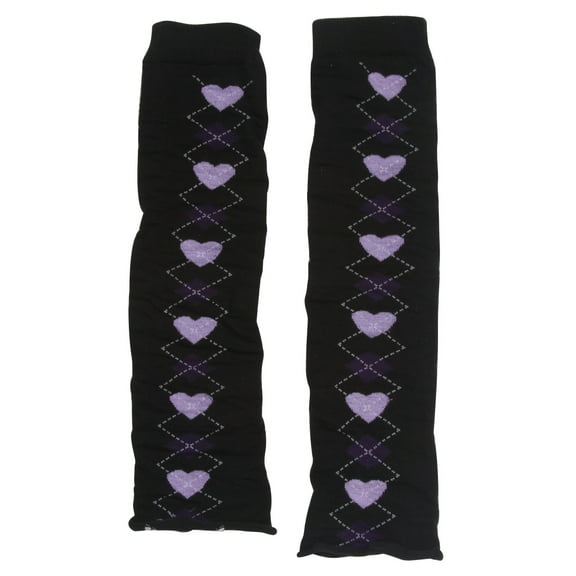 Women's Stretch Leg Warmers Argyle Lilac Hearts and Diamonds