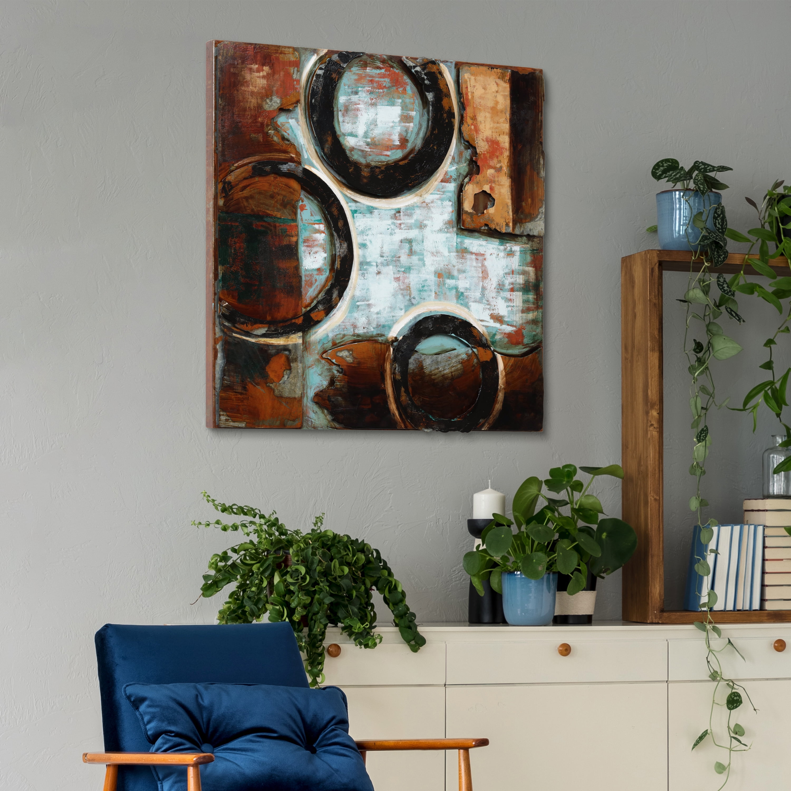 Empire Art Direct  Primo Mixed Media Hand Painted Iron Wall Sculpture - Revolutions 2