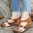 thumbnail image 4 of SPRING PARK Women Peep Toe Platform Wedge Heels Summer Sandals Buckle Strap Shoes, 4 of 7
