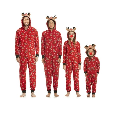 

Inevnen Christmas Family Matching Pajamas Onesies Hooded Zipper Jumpsuit Elk Antler Romper PJ s