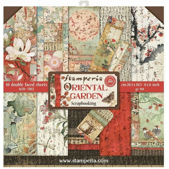 Stamperia Double-Sided Paper Pad 8"X8" 10/Pkg-Oriental Garden, 10 Designs/1 Each