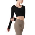 thumbnail image 5 of aidice Yoga Tops for Women Athletic Round Neck Long Sleeve Slim Fitting Backless Cropped Workout Tops, 5 of 5