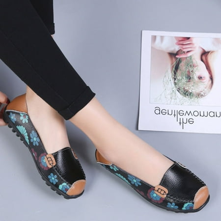 

Women s Sandals Floral Printed Casual Slip on Slides Slippers Shoes Super Soft PU Footbed Anti-Slip Sole for Girls Black 39