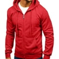 thumbnail image 2 of Mens Hoodie Fall Sweatshirt Zip Up Long Sleeve Fleece Hooded Lightweigt With Pockets Mens Workout Clothing,Red,2XL, 2 of 5