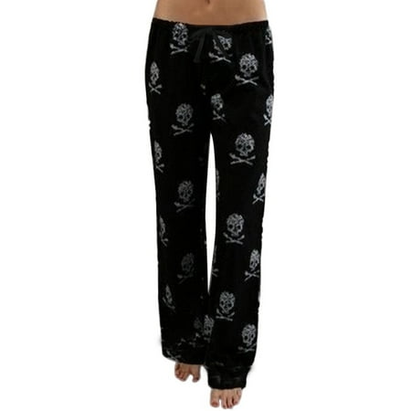 

MIARHB pajamas for women sale Long Pants Women Lady Causal Daily High Waist Skull Print Wide Calf Length Long Leg Pants