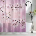 thumbnail image 2 of Spring Flowers Shower Curtain, 72" x 72", Japanese Cherry Blossom Watercolor Flowers Purple Waterproof Bathroom Curtain Washable Shower Curtain Set with 12 Hooks, 2 of 8