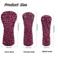 thumbnail image 6 of Uorisanigo Golf Club Headcover 3/5 Wood Headcover Elastic Closure Premium Leather Pink Cheetah Leopard Print Golf Driver Headcovers, Fairway Wood Head Cover, Hybrid Cover, Set of 3, 6 of 7
