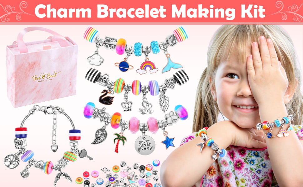 Bracelet Making Kit for Girls, 85PCs Charm Bracelets Kit with Beads, Jewelry  Charms, Bracelets for DIY Craft, Jewelry Gift for Teen Girls 